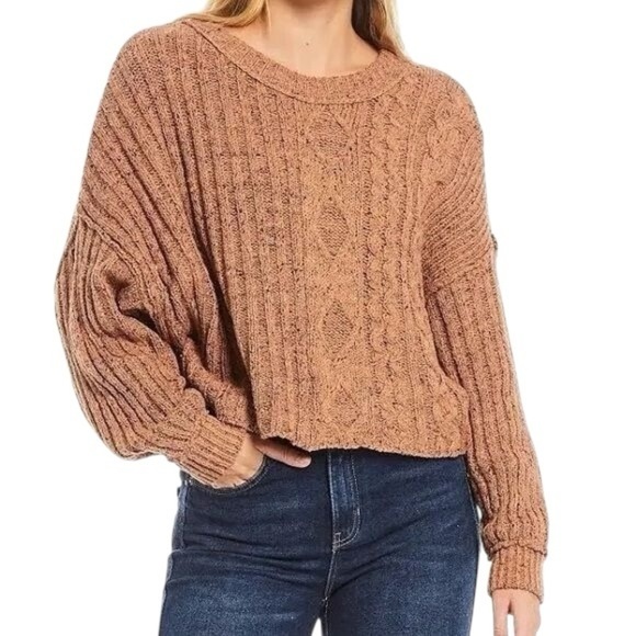 Free People On Your Side Pullover Sweater in Brown Sugar Womens S - Picture 1 of 8